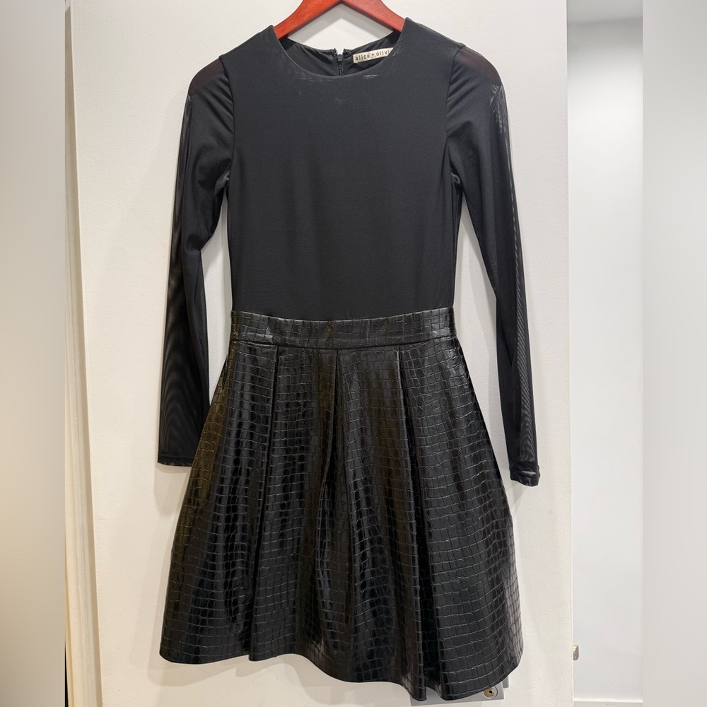 Alice + Olivia Chara Vegan Leather Party Dress